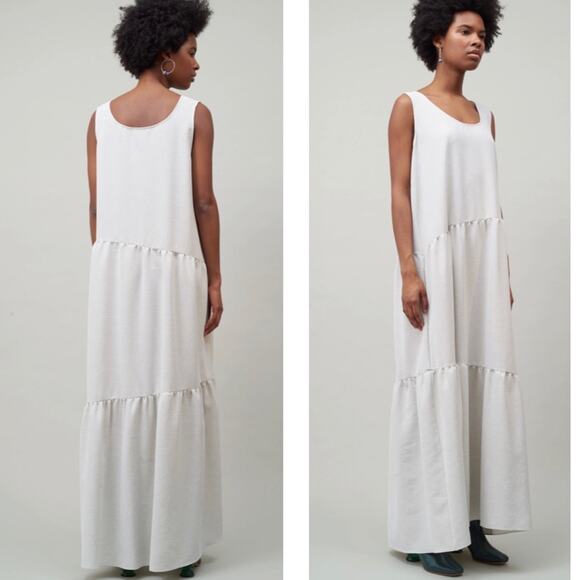NOMIA Maxi Gathered Dress Natural - Picture 1 of 11